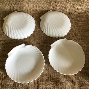 White Glass Shell Shaped Serving Plates Set of 6